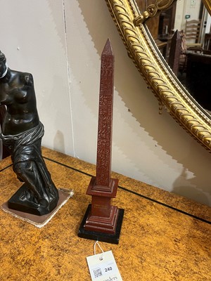 Lot 240 - A marmo rosso antico marble obelisk