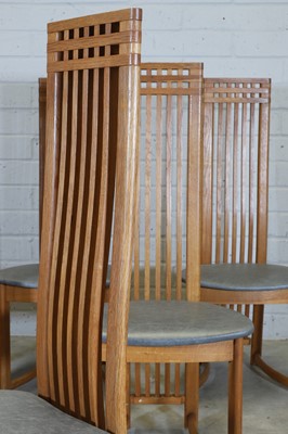 Lot 232 - A set of six Danish post-modernist oak dining chairs