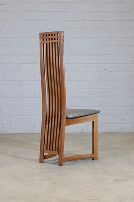 Lot 232 - A set of six Danish post-modernist oak dining chairs