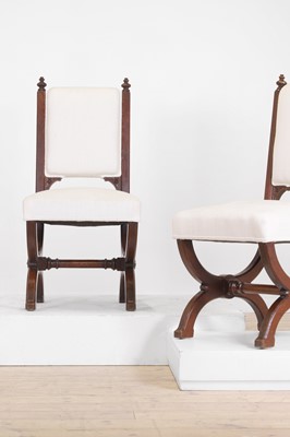 Lot 71 - A pair of Victorian oak Gothic Revival side chairs