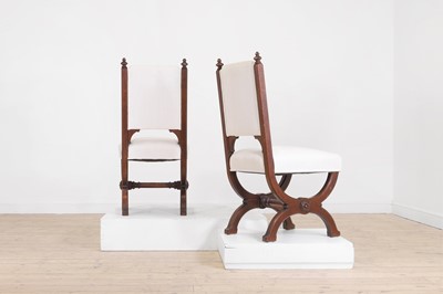 Lot 71 - A pair of Victorian oak Gothic Revival side chairs