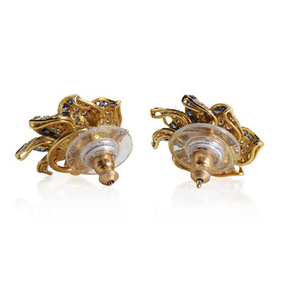 Lot 133 - A pair of sapphire and diamond earrings