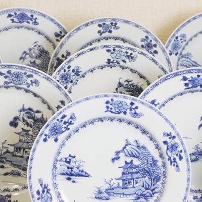 Lot 56 - A collection of eighteen Chinese Nanking cargo blue and white plates