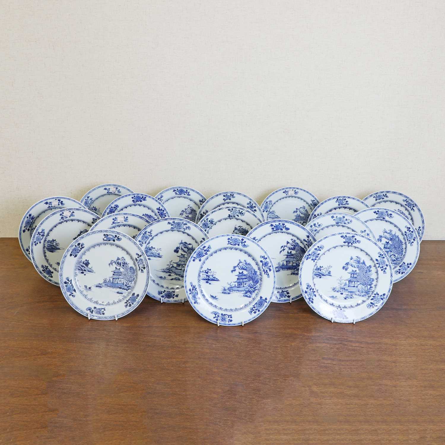 Lot 56 - A collection of eighteen Chinese Nanking cargo blue and white plates