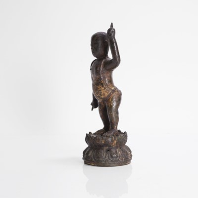 Lot 144 - A Chinese gilt-bronze model of the infant Buddha