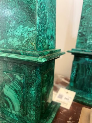 Lot 245 - A pair of malachite obelisks