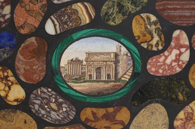 Lot 242 - A slate, marble and micromosaic desk paperweight