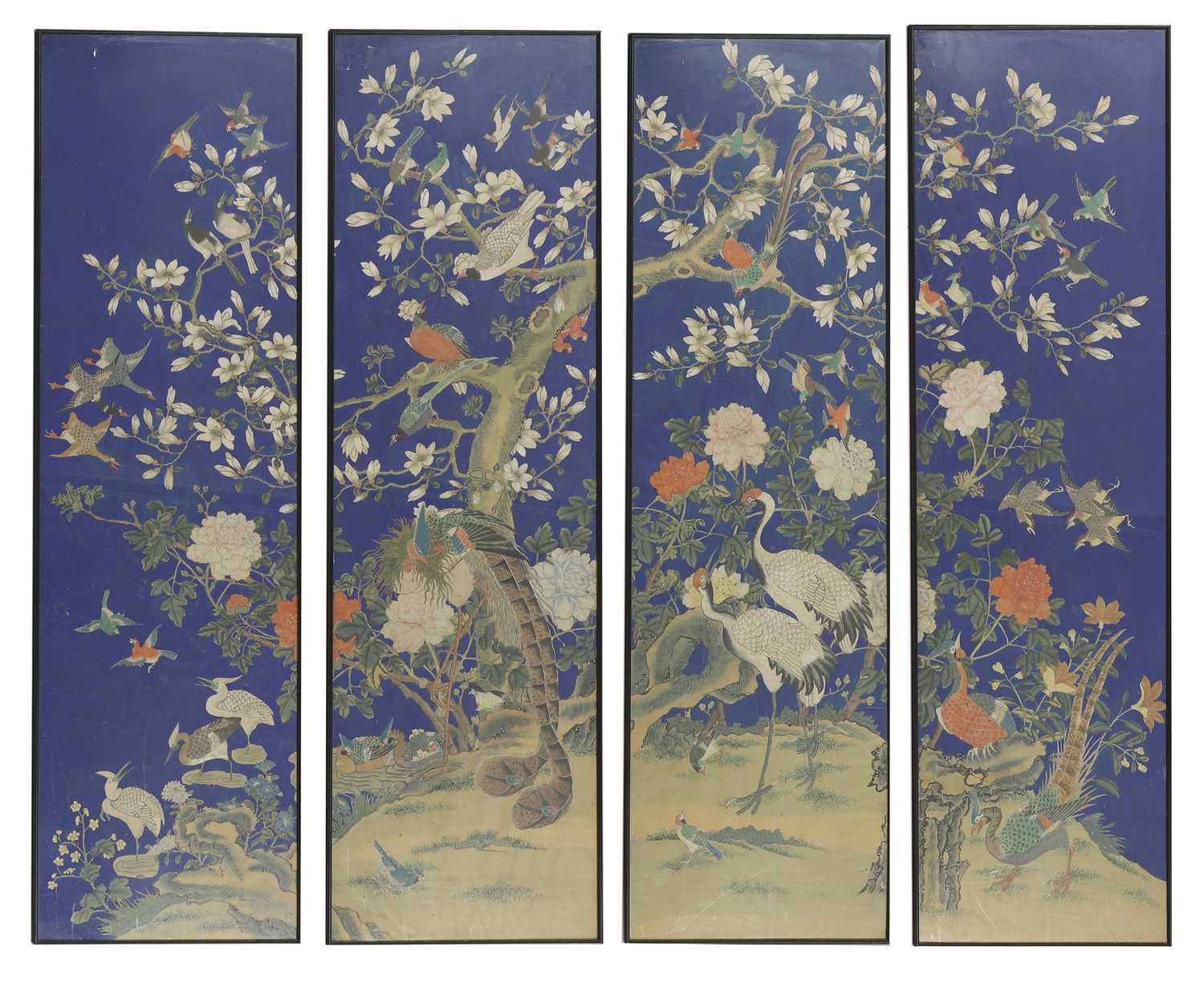 Lot 201 - Four Chinese painted wallpapers