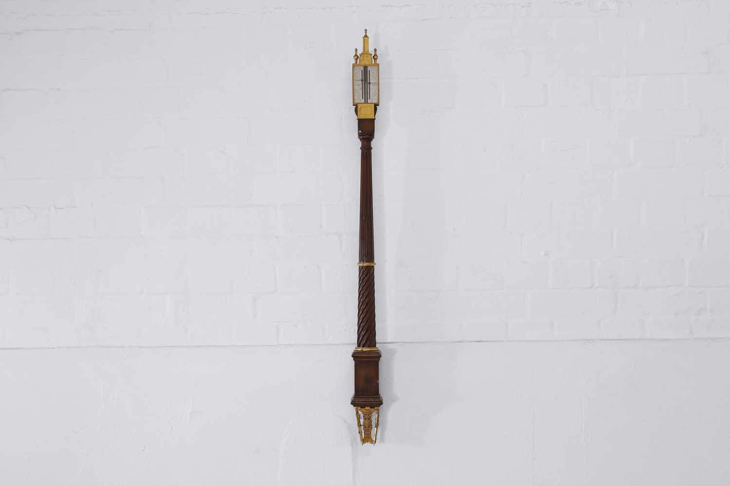 Lot 168 - A William and Mary-style walnut and gilt-metal portable pillar barometer