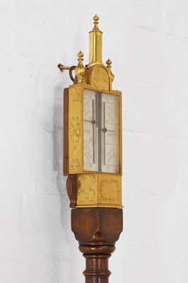 Lot 168 - A William and Mary-style walnut and gilt-metal portable pillar barometer