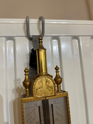 Lot 168 - A William and Mary-style walnut and gilt-metal portable pillar barometer