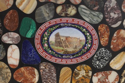 Lot 243 - A slate, marble and micromosaic desk paperweight