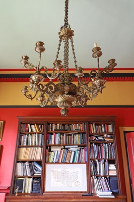 Lot 10 - A Victorian gilt-lacquered brass chandelier