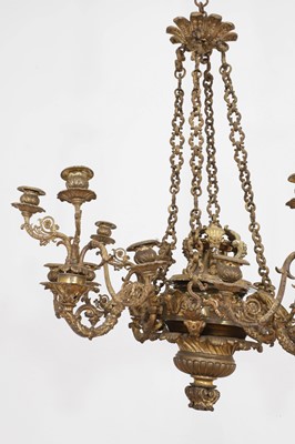 Lot 10 - A Victorian gilt-lacquered brass chandelier
