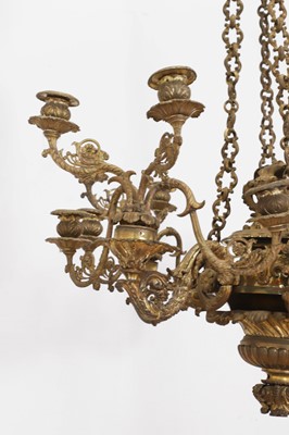 Lot 10 - A Victorian gilt-lacquered brass chandelier