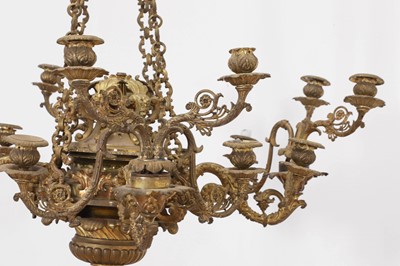 Lot 10 - A Victorian gilt-lacquered brass chandelier