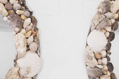Lot 53 - A near pair of shellwork convex mirrors