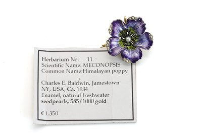 Lot 79 - An American enamel and seed pearl brooch, by Charles E. Baldwin, c.1934