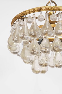 Lot 204 - A gilt-brass and glass basket chandelier