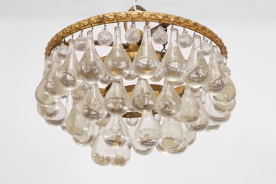 Lot 204 - A gilt-brass and glass basket chandelier