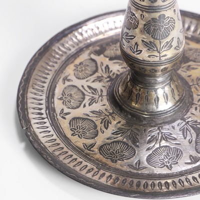 Lot 219 - A pair of Indian Bidri ware candlesticks