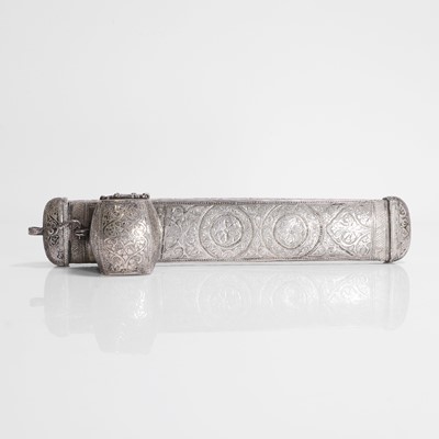 Lot 240 - A Persian or Turkish silver scribe's pencase (divit)