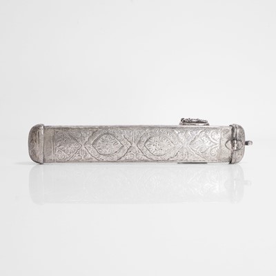 Lot 240 - A Persian or Turkish silver scribe's pencase (divit)