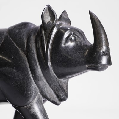 Lot 223 - An Indian carved stone model of a rhinoceros