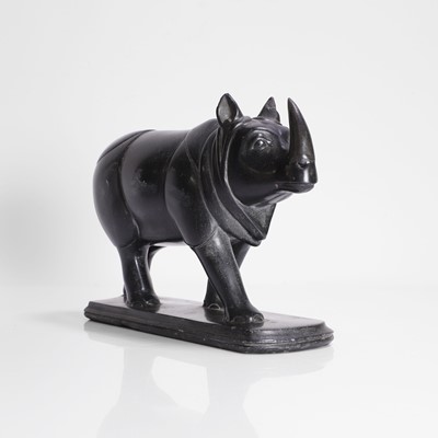 Lot 223 - An Indian carved stone model of a rhinoceros