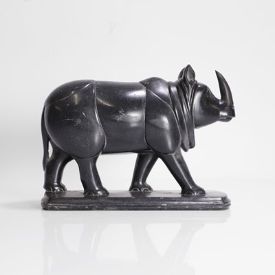 Lot 223 - An Indian carved stone model of a rhinoceros