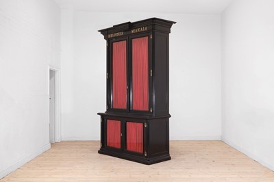 Lot 202 - A pair of ebonised wooden library bookcases