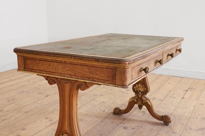 Lot 105 - A Victorian Hungarian ash, rosewood and tulipwood library table by Holland & Sons