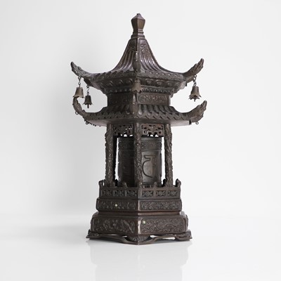 Lot 146 - A Tibetan bronze pagoda