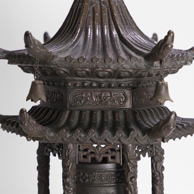 Lot 146 - A Tibetan bronze pagoda
