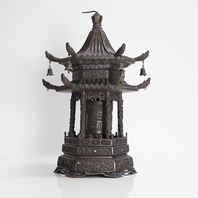Lot 146 - A Tibetan bronze pagoda