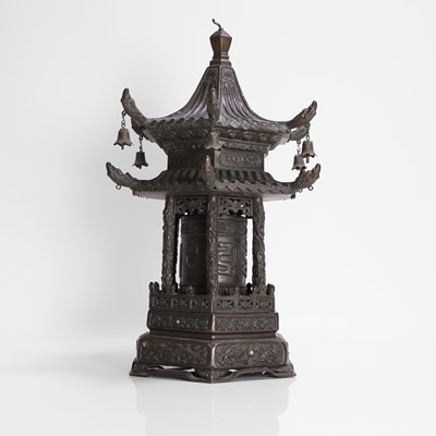 Lot 146 - A Tibetan bronze pagoda