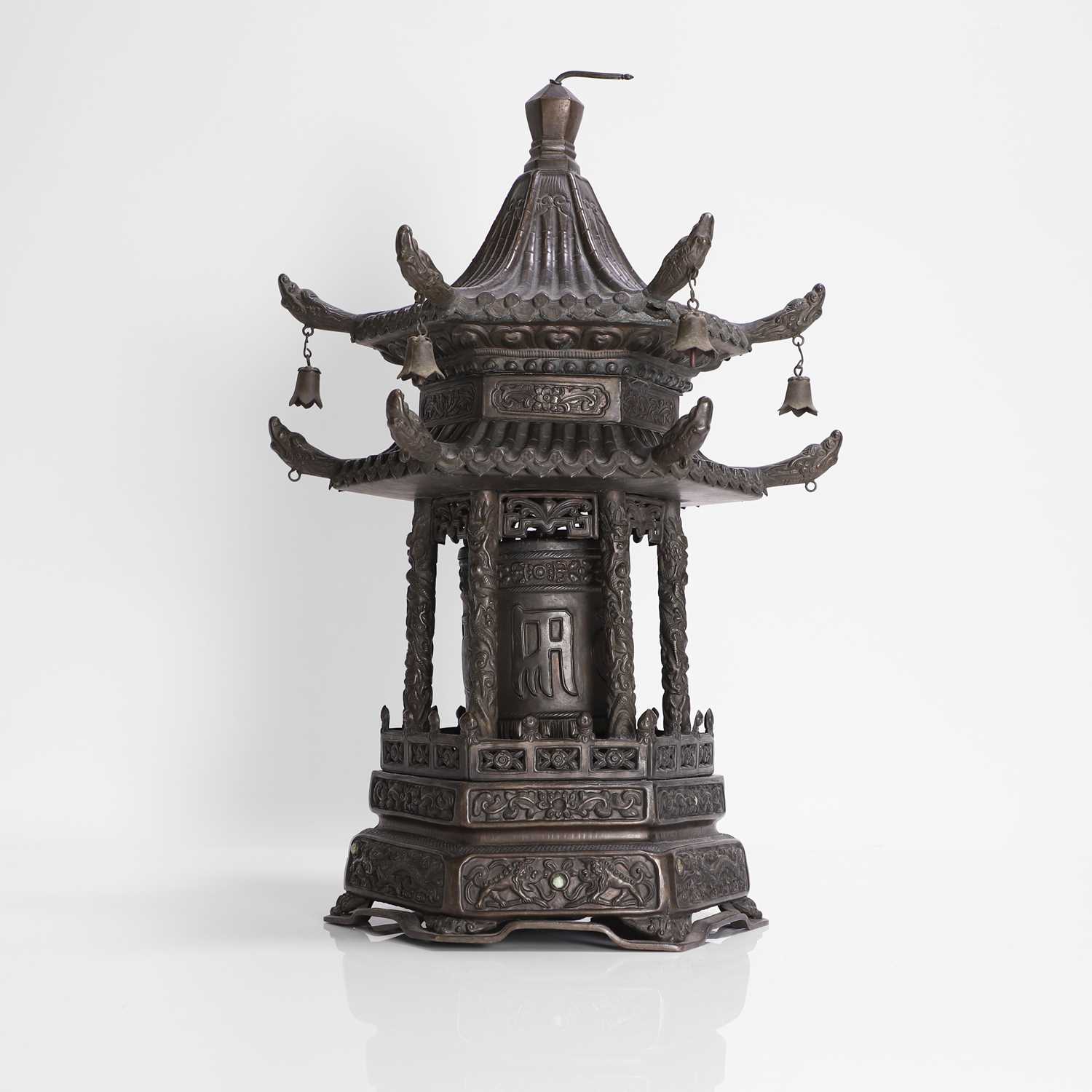 Lot 146 - A Tibetan bronze pagoda
