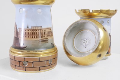 Lot 36 - Two porcelain veilleuse bases and stands