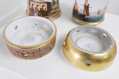 Lot 36 - Two porcelain veilleuse bases and stands