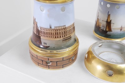 Lot 36 - Two porcelain veilleuse bases and stands
