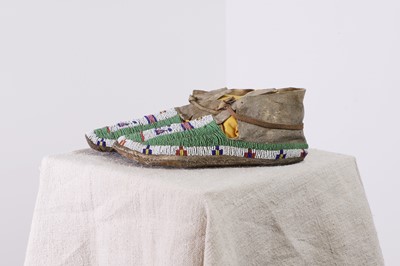 Lot 369 - A pair of Native American beaded moccasins