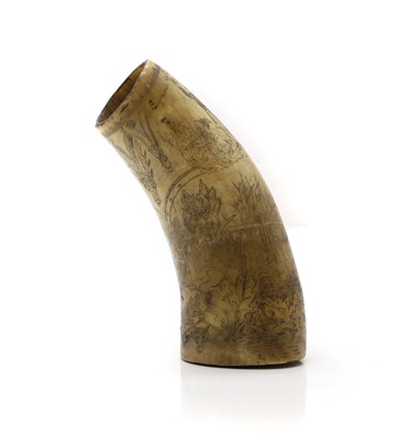 Lot 578 - A Scrimshaw horn powder flask