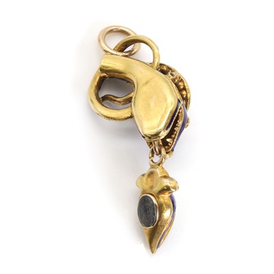 Lot 6 - A Victorian enamel and diamond snake clasp/pendant