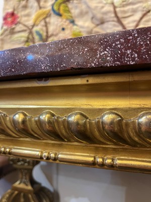 Lot 21 - A pair of Louis XIV-style giltwood console tables