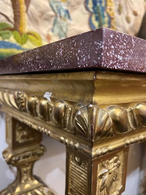 Lot 21 - A pair of Louis XIV-style giltwood console tables