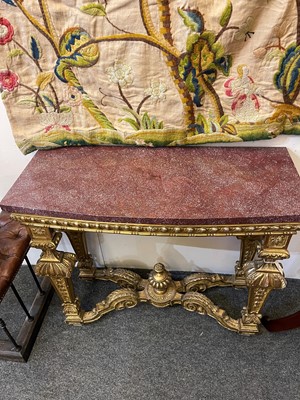 Lot 21 - A pair of Louis XIV-style giltwood console tables