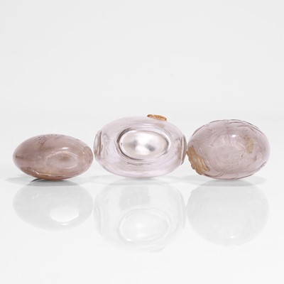Lot 176 - A collection of three Chinese rock crystal snuff bottles