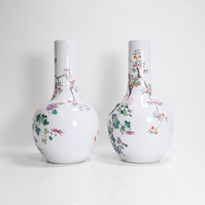 Lot 130 - A pair of Chinese famille rose vases