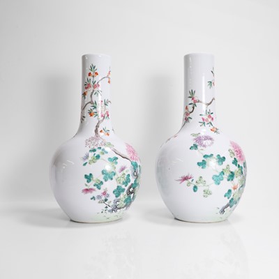 Lot 130 - A pair of Chinese famille rose vases