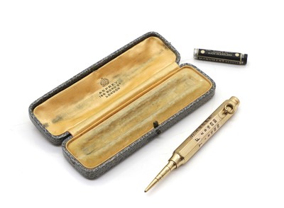 Lot 3 - A Sampson and Mordan & Co 9ct gold calendar pencil